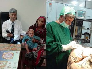 Prof. Dr. Muhammad Afzal Sheikh Chief Patron Chief Surgeon of BDF performing surgery on children whose gender is not clear
